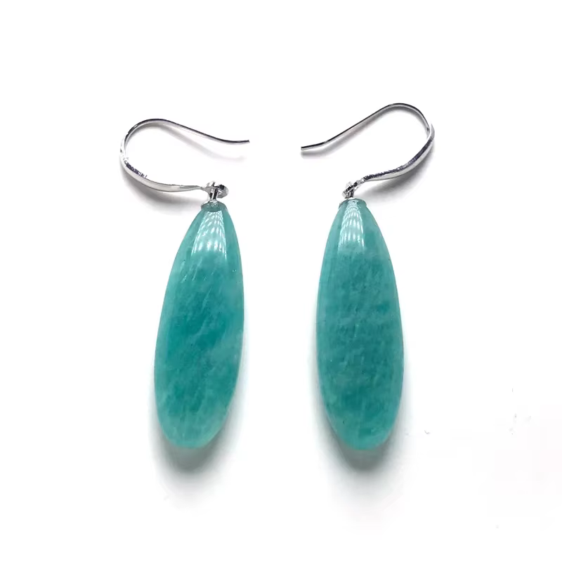 Boucles d'oreilles en argent massif 925 pour femme, pierres précieuses, longue goutte d'eau, bijoux