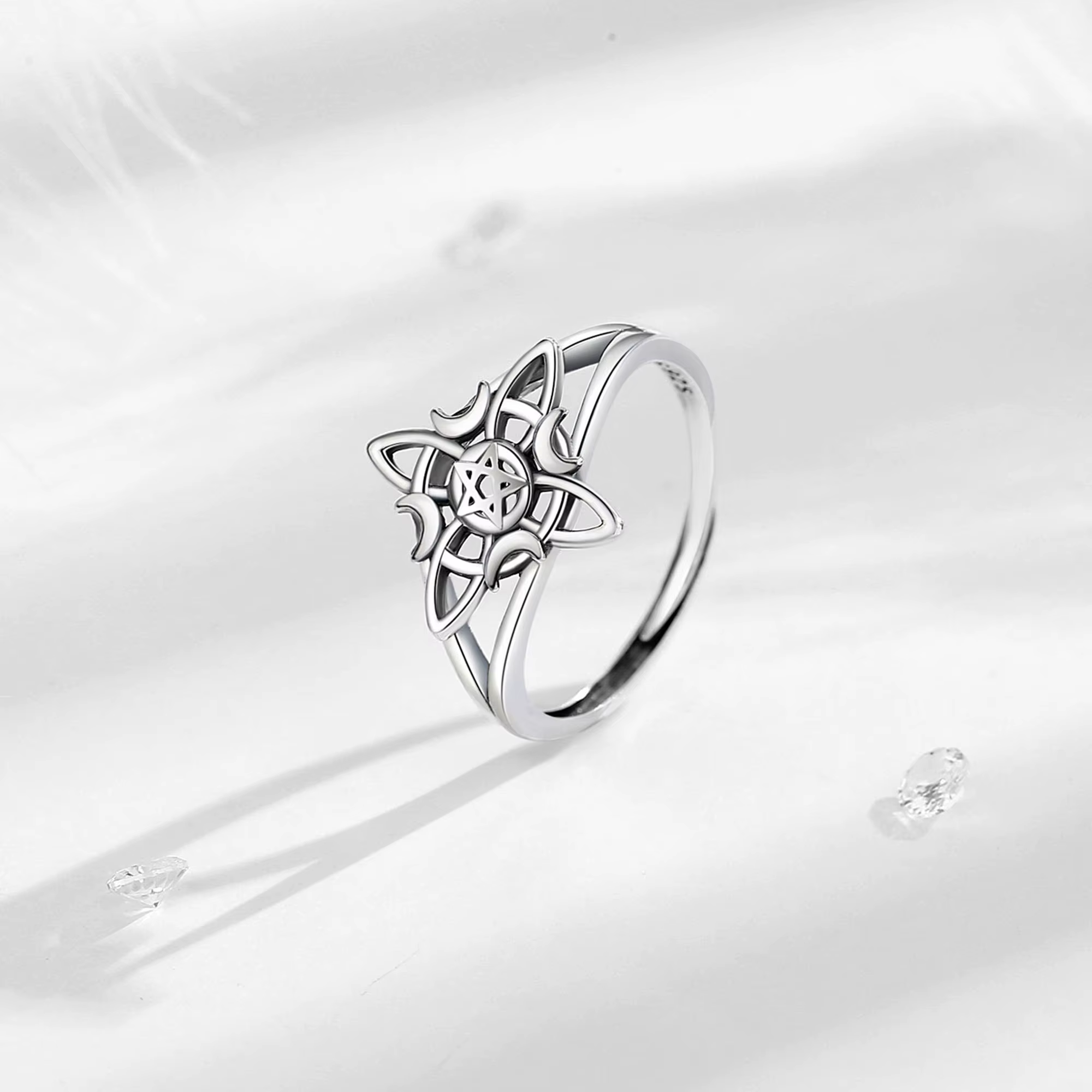 Eudora 925 argent Sterling noeud de sorcière anneau réglable pour femmes homme noeud celtique irland