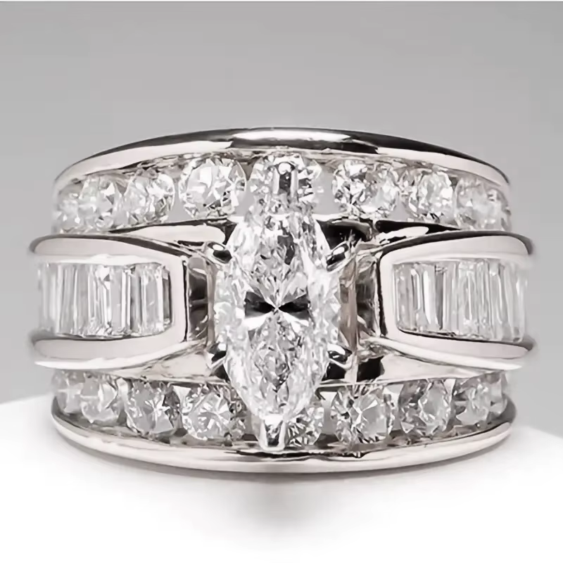 Huitan luxe Marquise coupe bague femme magnifique anniversaire fête bijoux Noble dame mode fiançaill