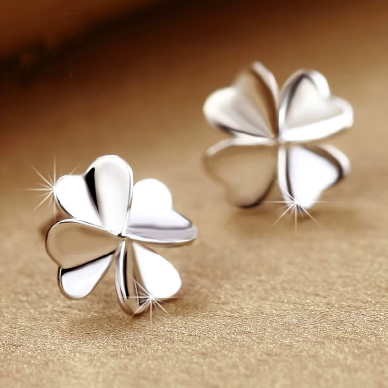 Boucles d'oreilles élégantes en argent Sterling 925, trèfle délicat, pour femmes, accessoires de lux