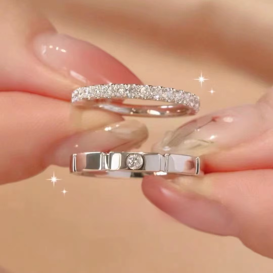 Bague en argent Sterling 925 pour femmes, 2 pièces, magnifique pierre de Zircon brillante, pour fian