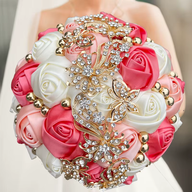 Offre spéciale rouge luxe magnifique mariage Bouquet de mariée élégant perle mariée demoiselle d'hon