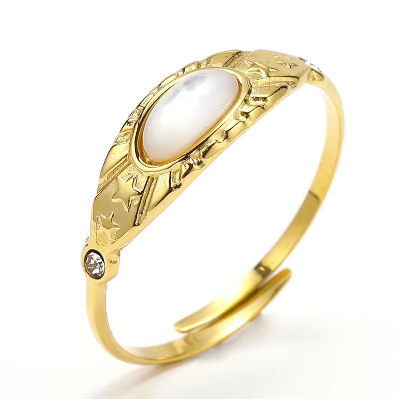Bague en pierre plaquée or pour femme, matiques ouvertes réglables, bijoux bohèmes vintage, cadeau d