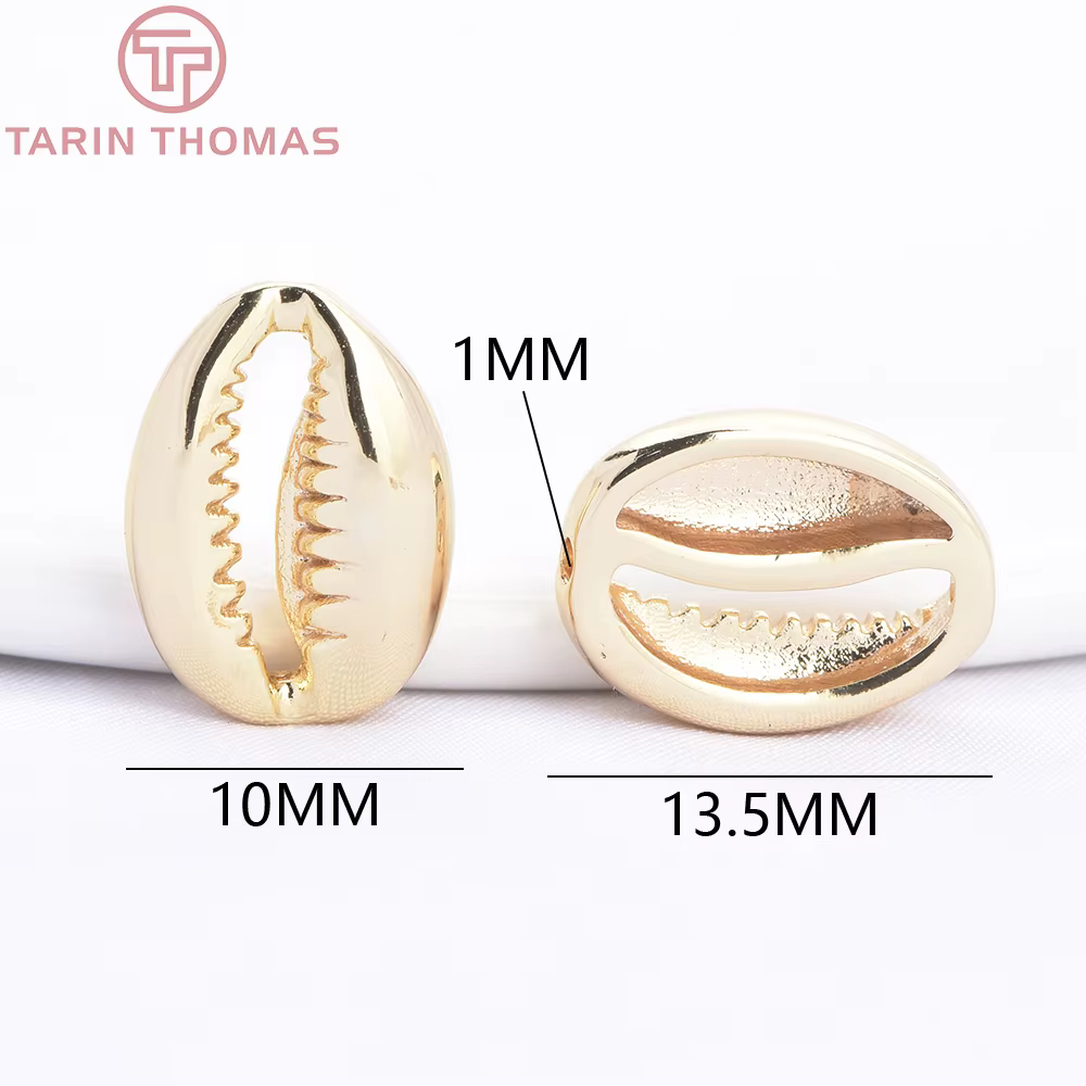 (1141)6 pièces 7.4x12MM 10x13.5MM 24K couleur or plaqué laiton conque coquillages breloques pendenti