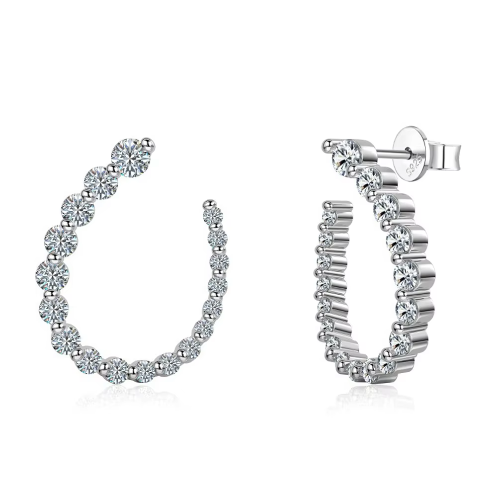PuBang Fine Jewelry – boucles d'oreilles en argent Sterling 925 scintillant, couleur D, 3EX VVS1, di