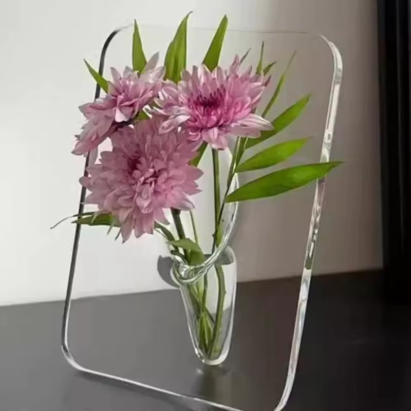 Vase à fleurs en acrylique transparent, cadre moderne, vases d'art pour la décoration de la maison, 