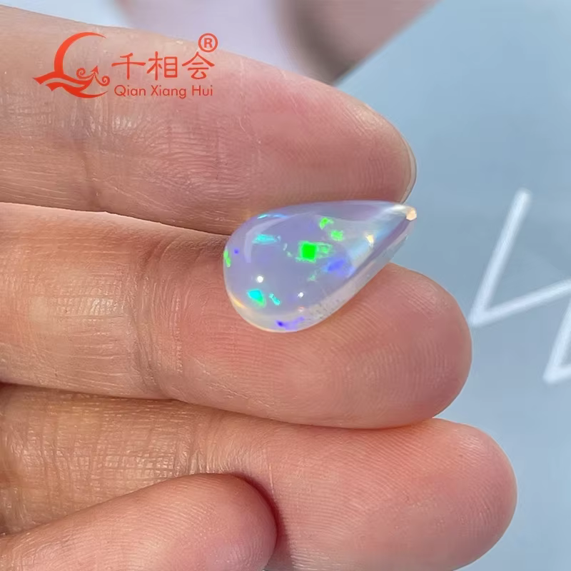 Cabochon opale blanche naturelle en forme de poire de 4 à 7 ct, coloré, certifié, parfait pour les c
