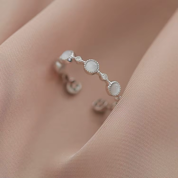 Bagues rondes réglables en argent Sterling 925 et cristal pour femmes, bijoux de luxe, fiançailles, 