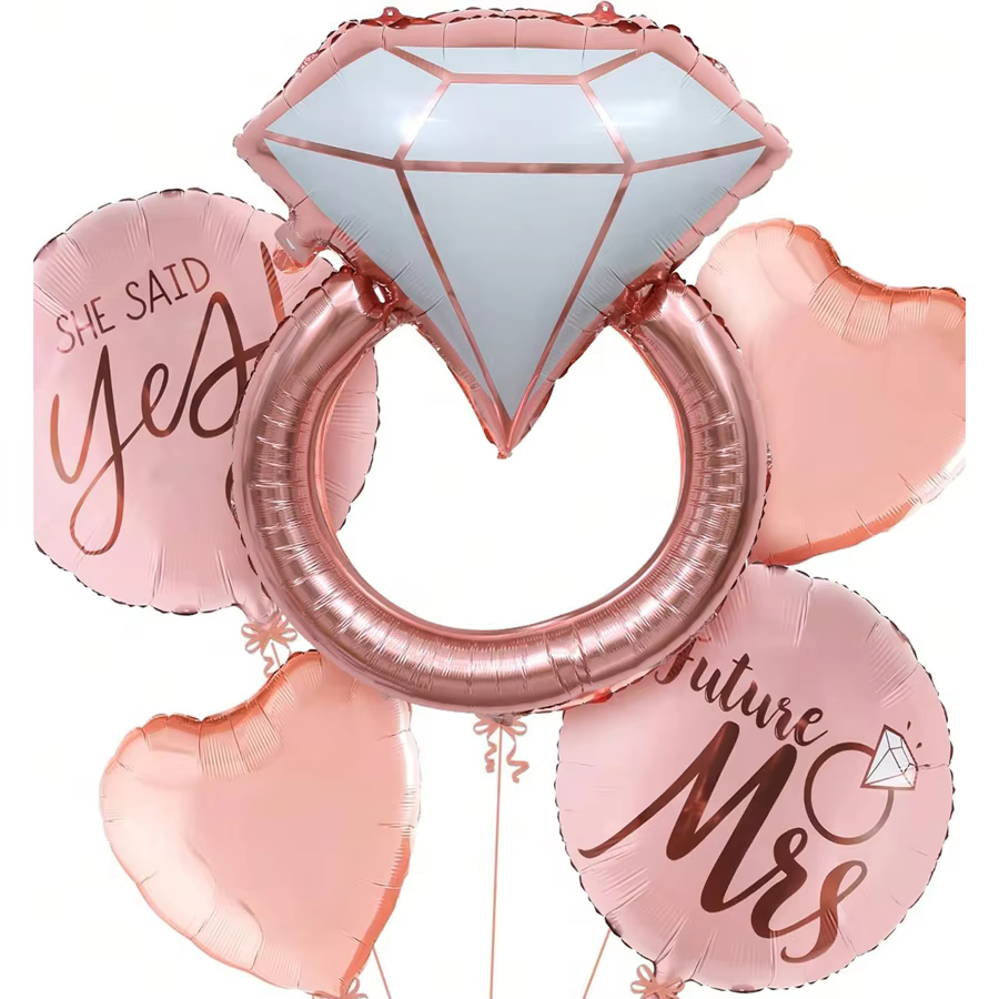 Ensemble de ballons en forme de bague en diamant - Ballons pour fête de mariage, décorations pour en