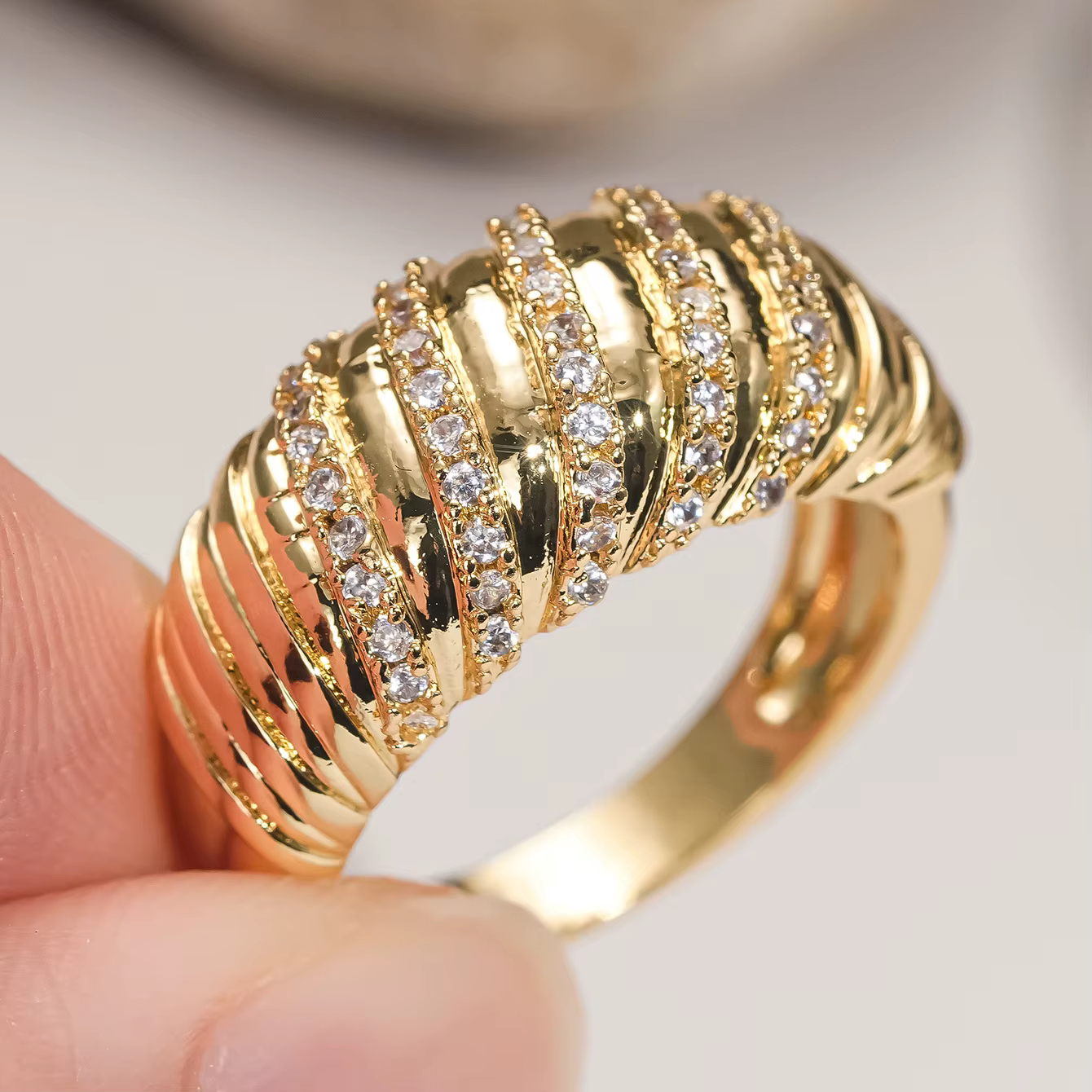 CAOSHI – bijoux de luxe couleur or pour femmes, breloques attrayantes, bague de banquet pour femmes,