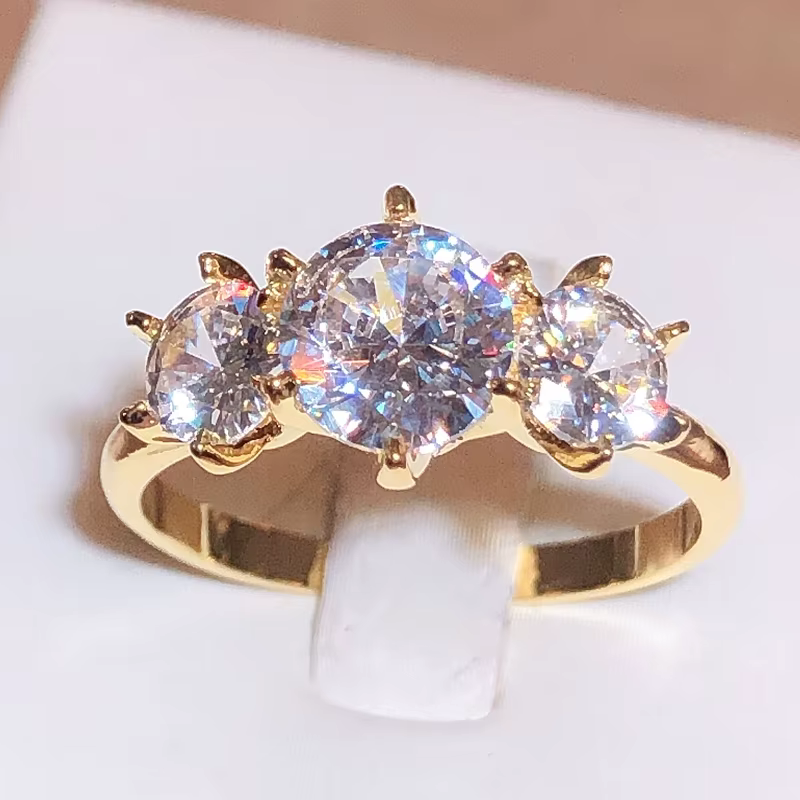 Bague en or 18 carats pour femme, nouvelle rangée de diamants, zircone blanche, timbre 2022, mode, b