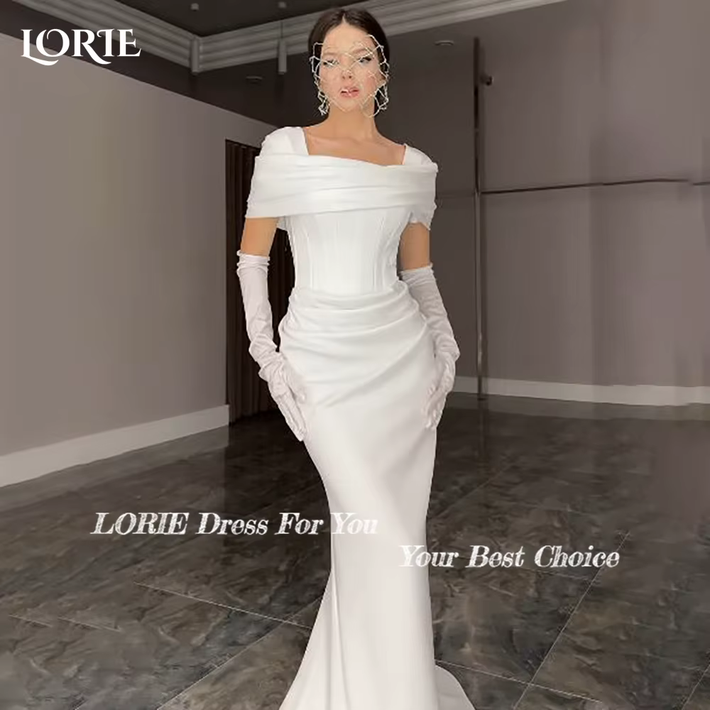 LORIE-Robe de Mariée Élégante à Volants et Col Carré, Vêtement à Dos auxPlissé, Personnalisé, pour P
