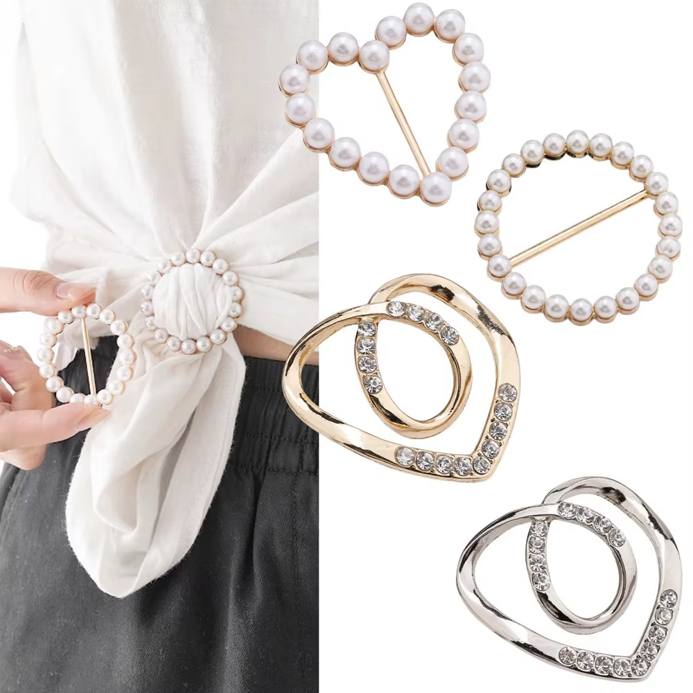 4 pièces t-mignon écharpe anneau et diapositives pour foulards-chemises Clips vêtements métal rond c