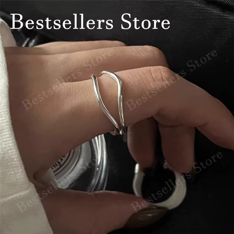 Bague ouverte torsadée multi-lignes en argent sterling 925 pour femme, bijou tendance, cadeau de mar