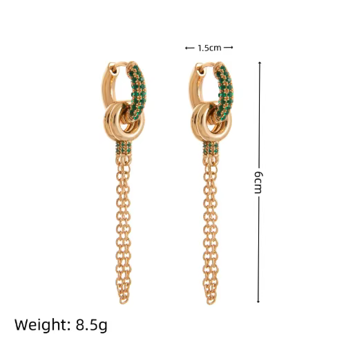 Boucles d'oreilles en acier inoxydable incrustées de zircon, personnalisées pour femmes, plaquées or