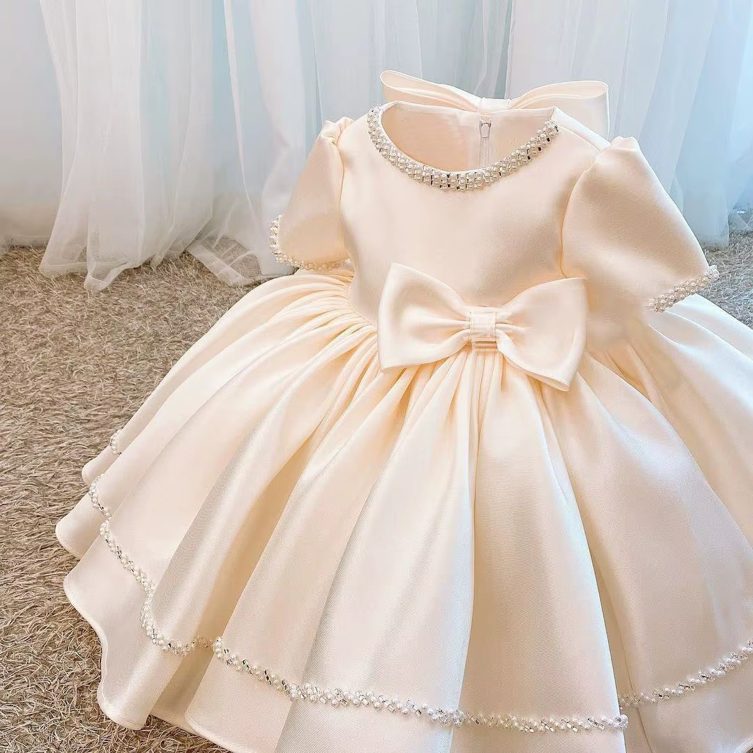 Robe de mariée fleurie pour filles, tenue de princesse éducative, pour fête d'anniversaire de bébé, 