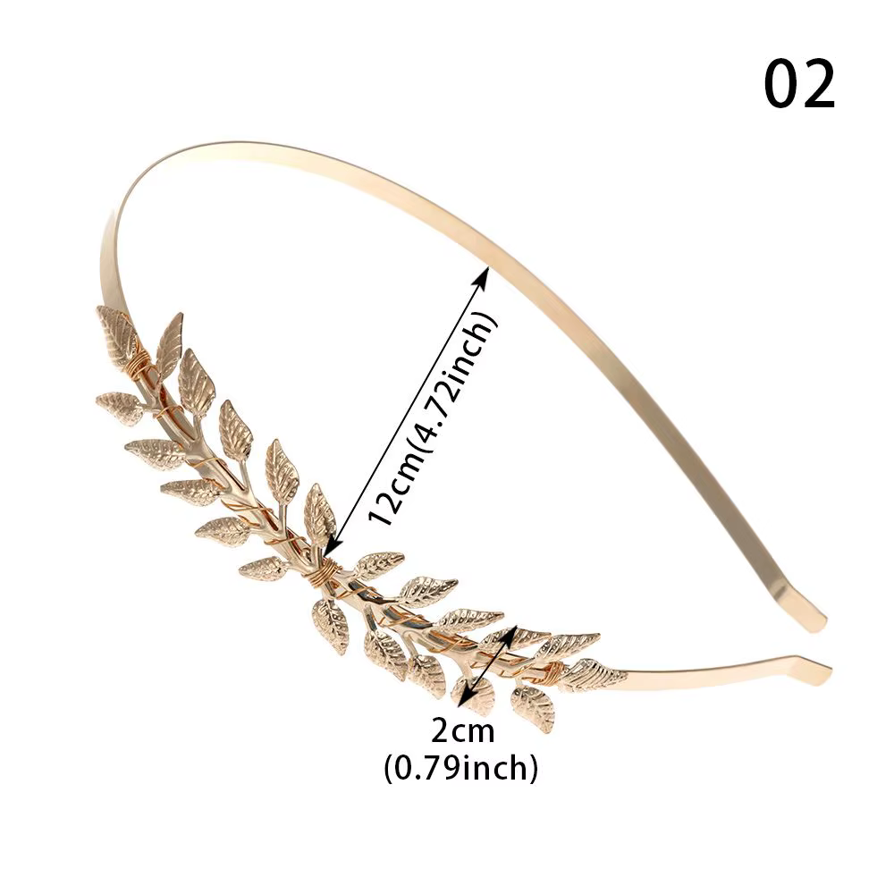 Diadèmes de tête de mariage rétro feuille d'or pour femmes, couronne de mariée romaine, accessoires 