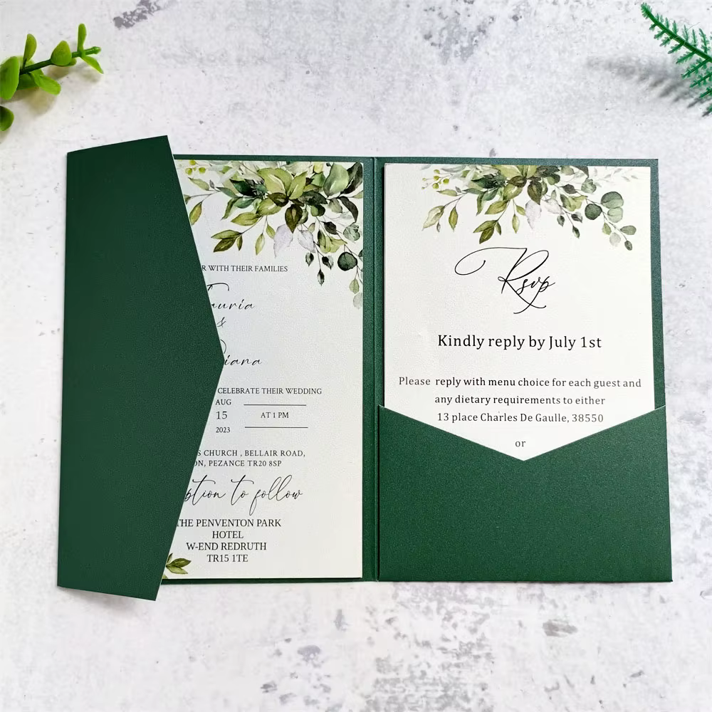 Poche d'enveloppe d'invitation 25 pièces, support d'invitation à trois volets pour mariage, douche n