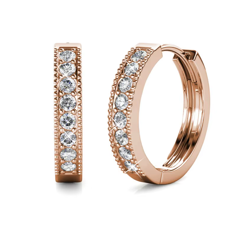 Daisini – boucles d'oreilles créoles scintillantes avec cristaux Swarovski pour femmes, couleur or R