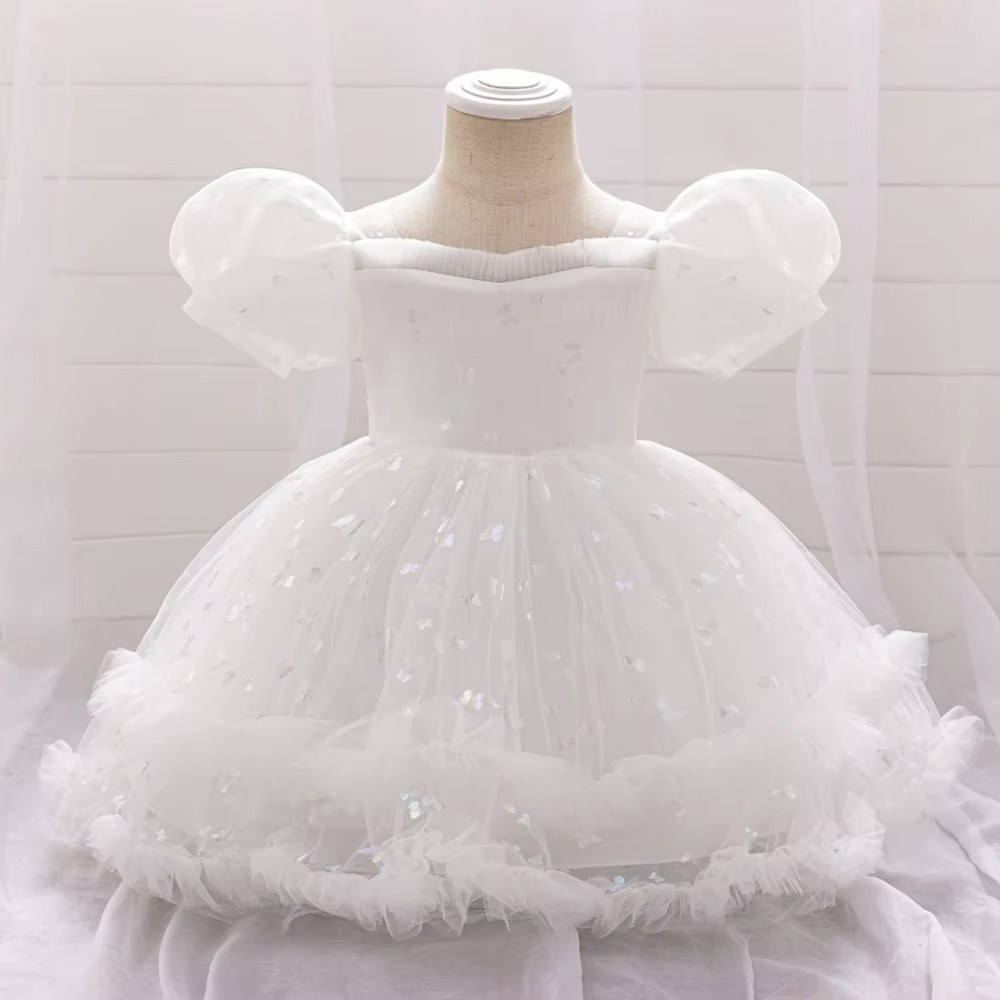 Robes superposées moelleuses pour bébés filles, robes de baptême pour tout-petits, mariage, demoisel