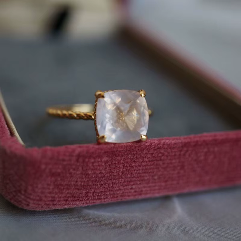 Bague de fiançailles en or pour femme, design inspiré, spar rose, usersquare, motif promo, breloque 