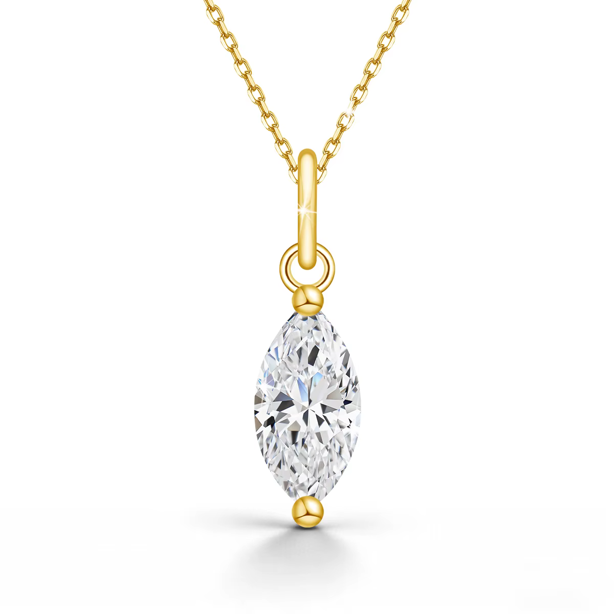 Collier pendentif solitaire en moissanite taille marquise pour femme, chaîne de clavicule en argent 