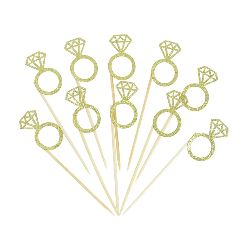 10 pièces/sac Décorations de gâteau pour fête, motif bague 'Future Mariée', pour douche nuptiale, en