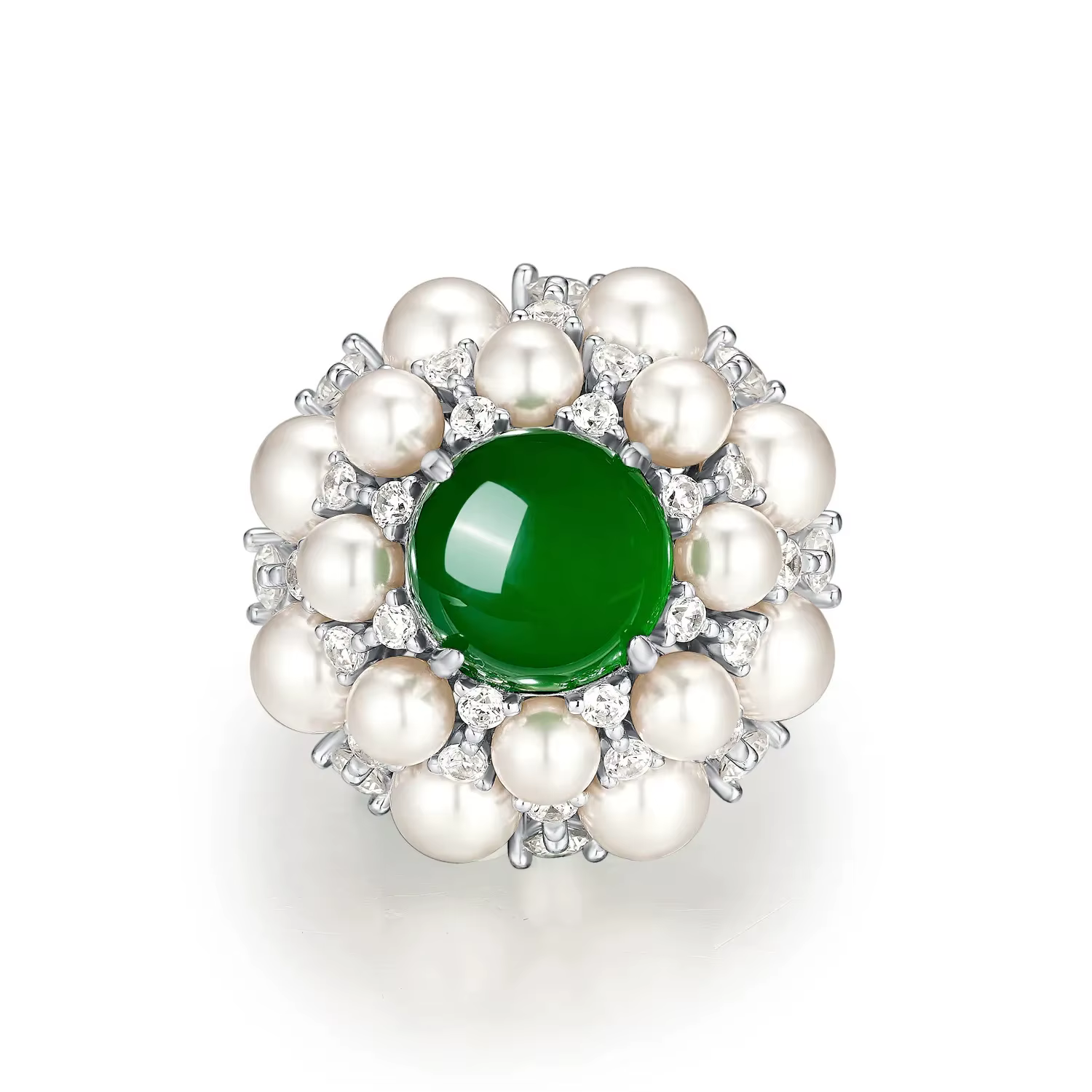 ZOCA – bague en argent Sterling 925 pour femmes, bijoux Vintage, Agate verte naturelle, perle d'eau 