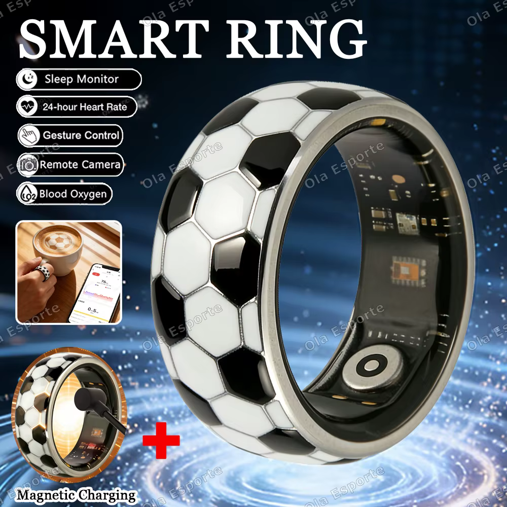 Bague connectée 128 modes sportifs, surveillance de la fréquence cardiaque, du stress et du sommeil,