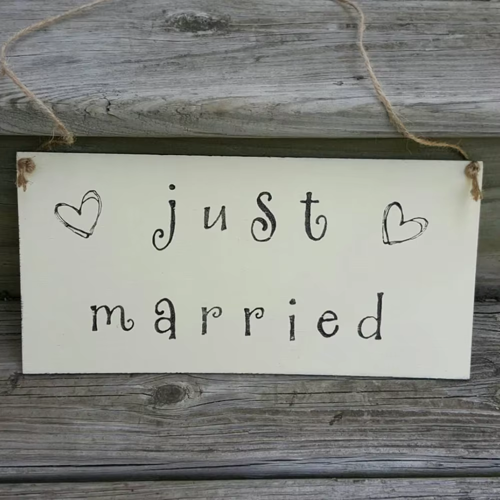 Panneau en bois pour juste marié, décorations rustiques de mariage, panneau de voiture, accessoires 