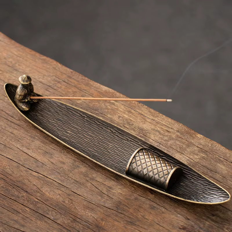 Porte-encens créatif aromathérapie ornement porte-encens bateau vieux hommes pêche Style japonais br