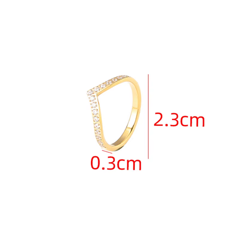 GD-Bijoux de doigt en forme de V pour femme, plaqué or 18 carats, acier inoxydable, cubique, contre-
