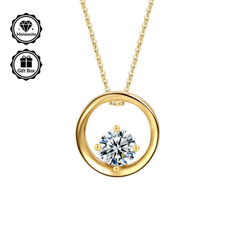 Bijoux LAMVOICE pour femmes, collier en moissanite de 0,5 carat, collier hypoallergénique, plaqué or
