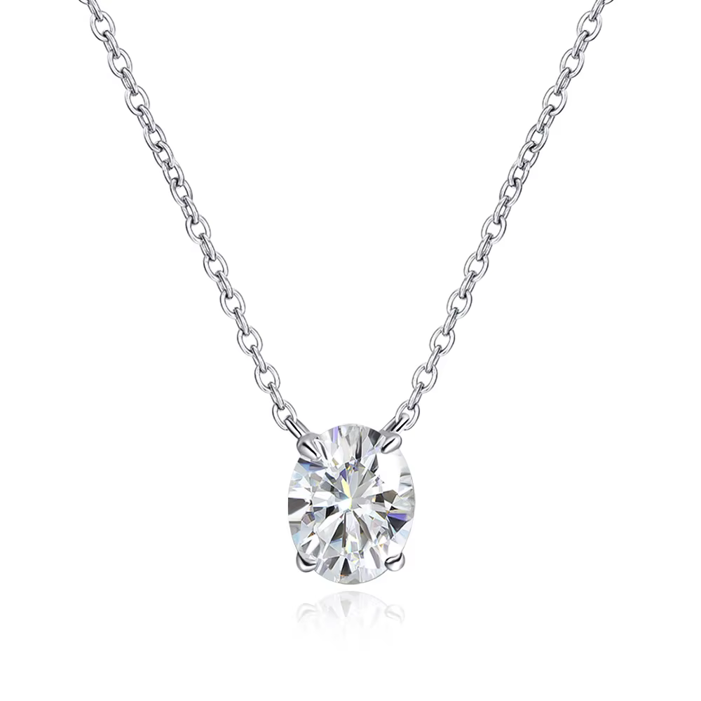 OEVAS Collier pendentif ovale en émeraude colombienne/Moissanite de laboratoire 1-3 carats pour femm