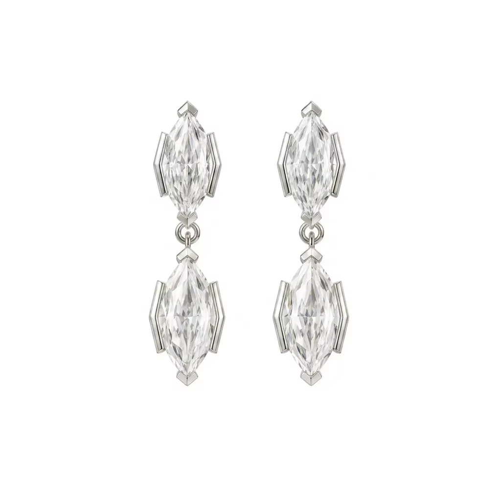 WUIHA – boucles d'oreilles Vintage en argent Sterling 925, coupe Marquise, couleur D, diamants Moiss
