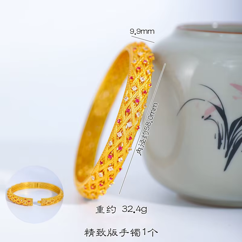 KISS&FLOWER – bracelets vintage brillants en or 24 carats pour femmes, cadeaux pour mariage, fête, a