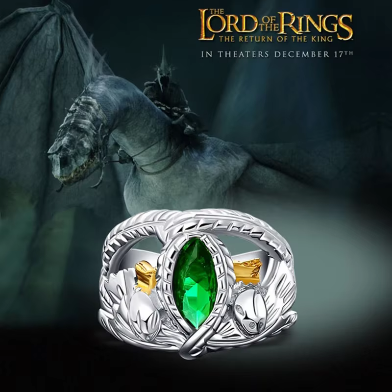 Bague du Seigneur des Anneaux en argent Sterling 2025 LOTR Aragorn, bague en cristal pour hommes Bar