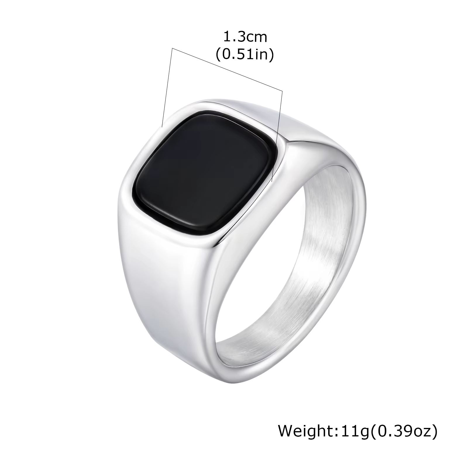 Bague élégante en pierre naturelle carrée pour homme, bague signet en acier inoxydable étanche, cade