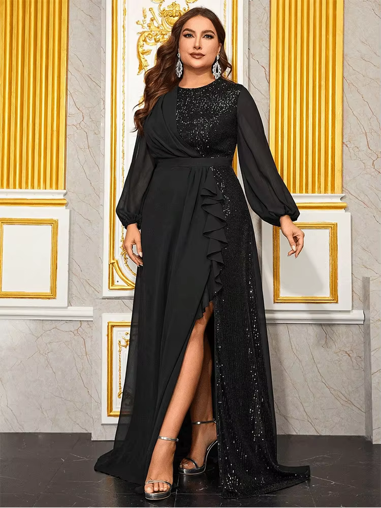 Robe de soirée grande taille en liquidation 4XL 5XL – Robe de soirée de luxe multicolore pour mariag