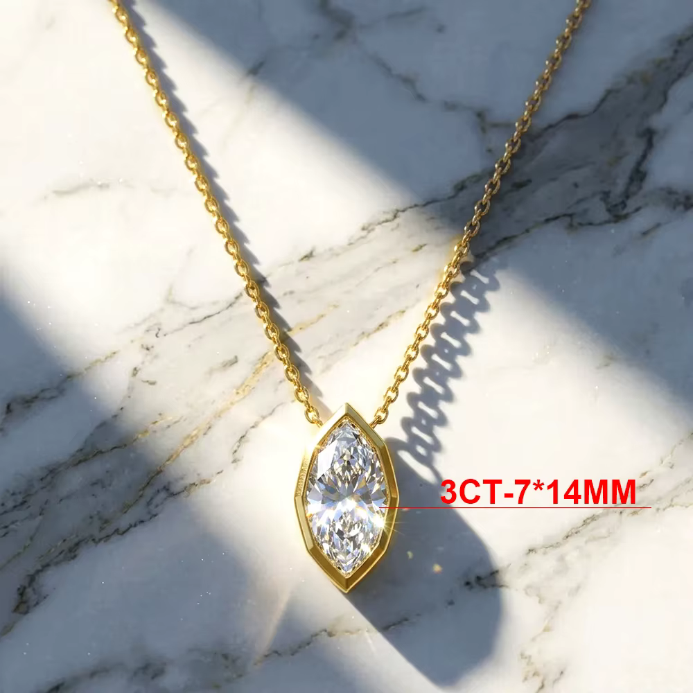 BXINY – ensemble de bijoux en moissanite pleine taille marquise, collier avec pendentif, boucles d'o