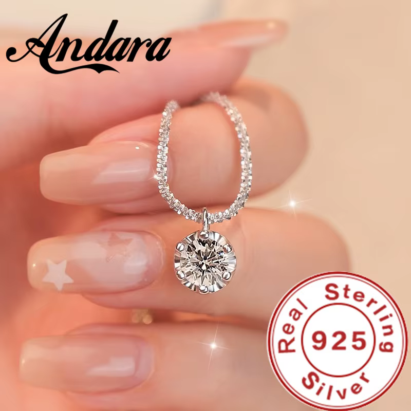 Andara luxe 925 en argent Sterling AAAAA Zircon pendentif collier mode italien en argent collier fem