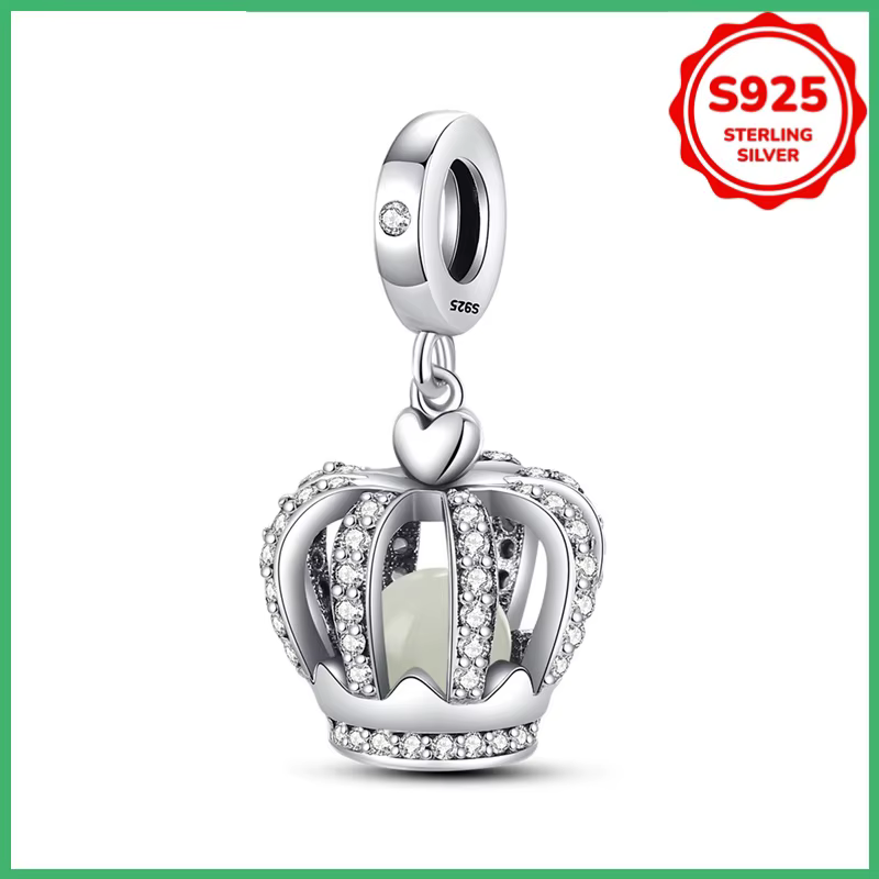 925 argent sterling original couronne lumineuse perles breloque bracelet à bricoler soi-même collier