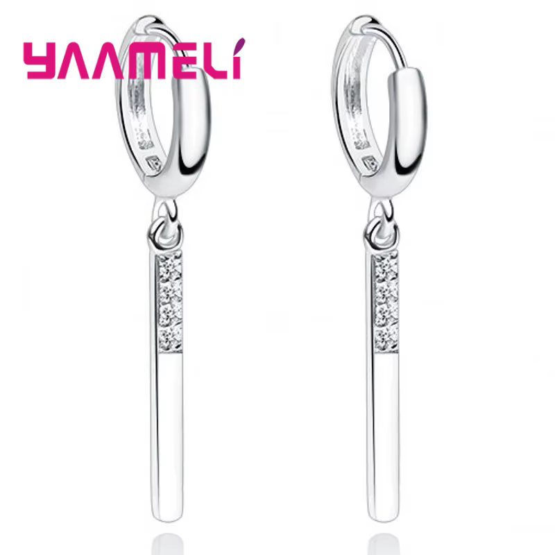 Boucles d'oreilles Huggie en cristal d'autriche, argent Sterling 925, Simple bande goutte, bijoux pe