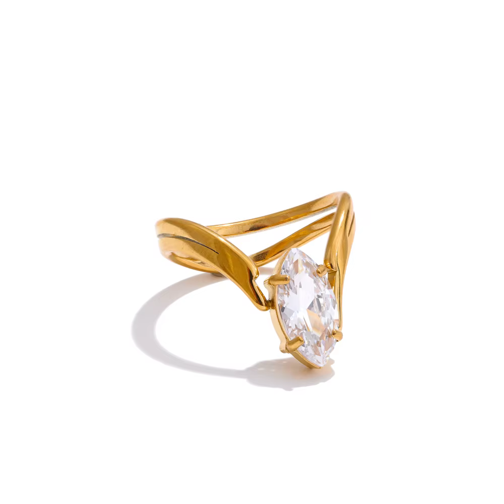 Yhpup-Bague Délicate en Acier Inoxydable Plaqué Or 18K, Hypoallergénique, Bijoux Exquis à la Mode, 2