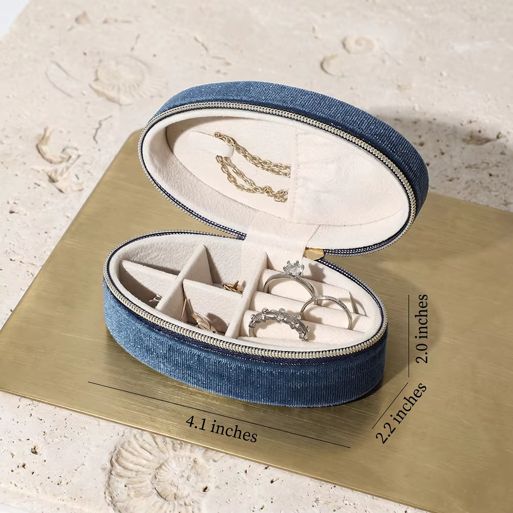Organisateur de bijoux de voyage, boîte à bijoux en velours doux avec fermeture éclair pour femmes, 