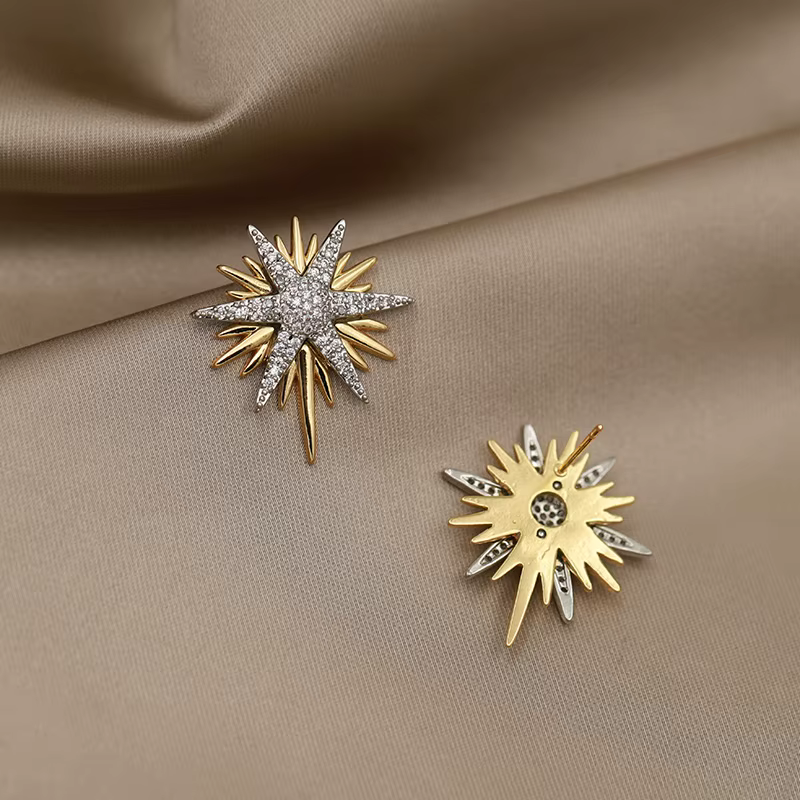 Boucles d'oreilles étoile en zircone pour femmes, nouveau Design de vue, marque de mode, fleur en cr