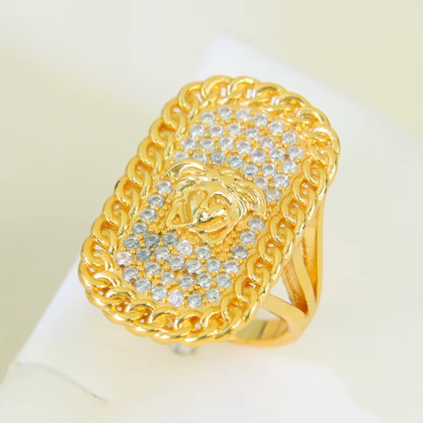 Bagues Punk Hip Hop de dubaï plaqué or 21 carats, bague creuse en zircone italienne pour Couples, bi