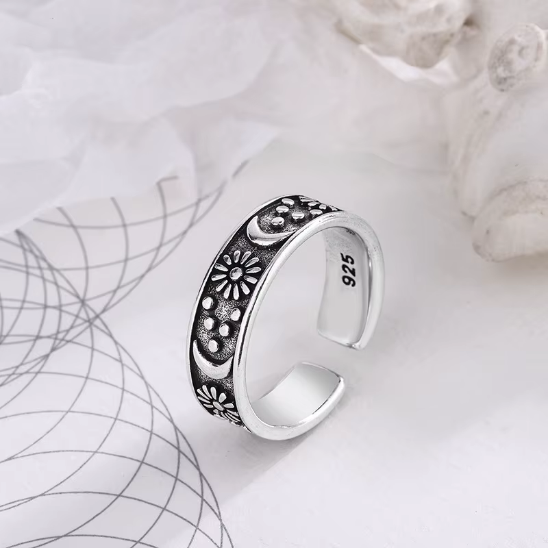 Bagues soleil lune en argent Sterling 925 pour femmes, bijoux de luxe de fiançailles, accessoires Vi