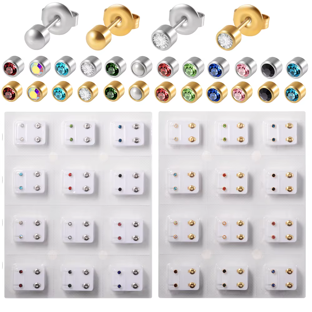 12 paires de clous de Cartilage en acier chirurgical, 3 et 4mm, gemme CZ, Piercing d'oreille pour pi