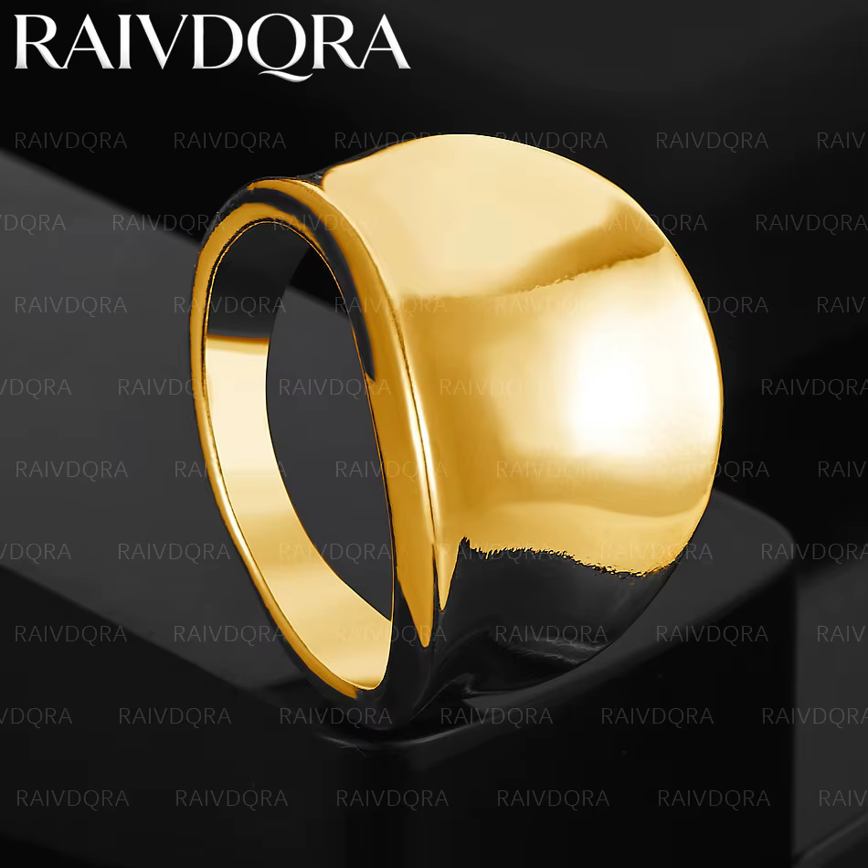 Bague large plaquée or 18 carats pour hommes et femmes, bijoux fantaisie, charme classique, cadeaux 